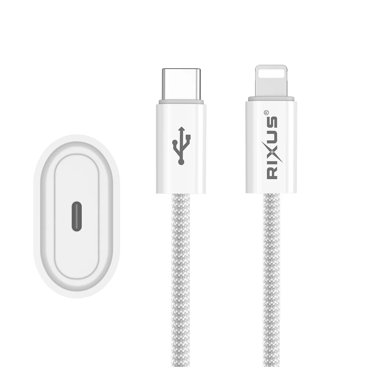 Rixus  20W PD Ladegerät + USB-C zu Lightning Kabel (180cm, Weiss)