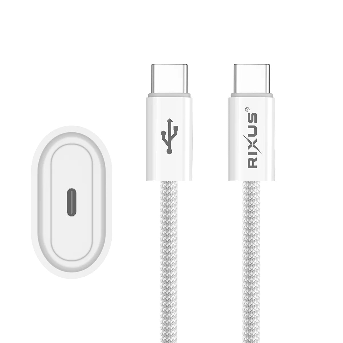 Rixus  20W PD Ladegerät + USB-C zu USB-C Kabel (180cm, Weiss)