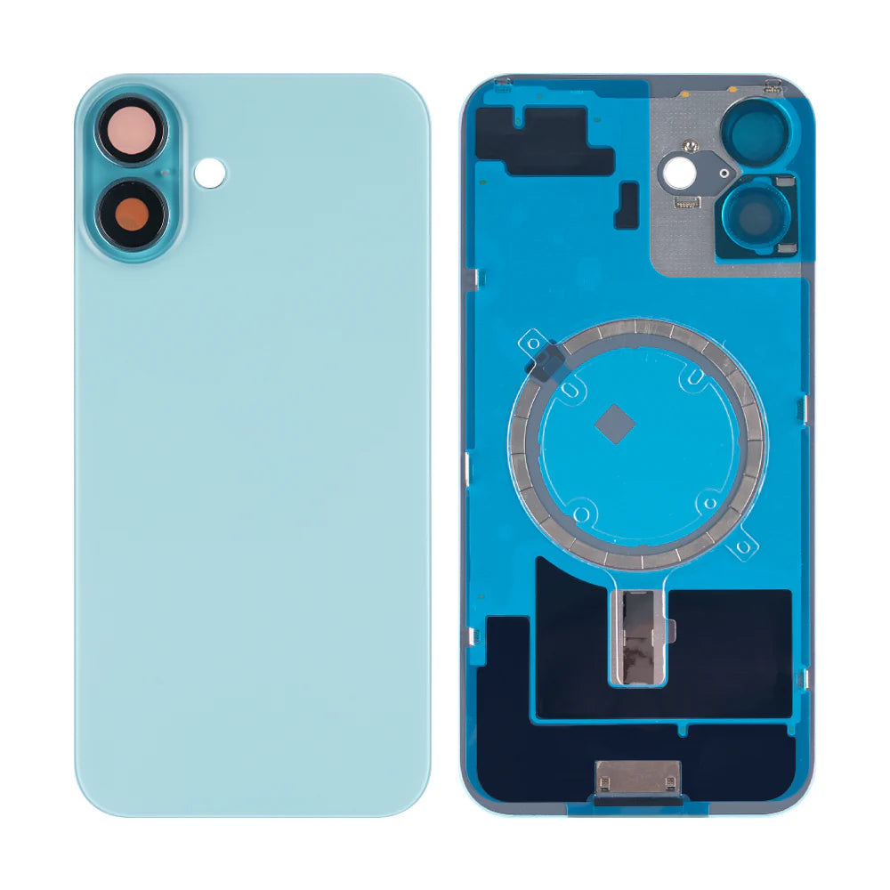 Für iPhone 16 Plus Extra-Glas ohne NFC, vergrößerter Kamerarahmen,(Weiss, Rosa, Schwarz, Blau, Grün)
