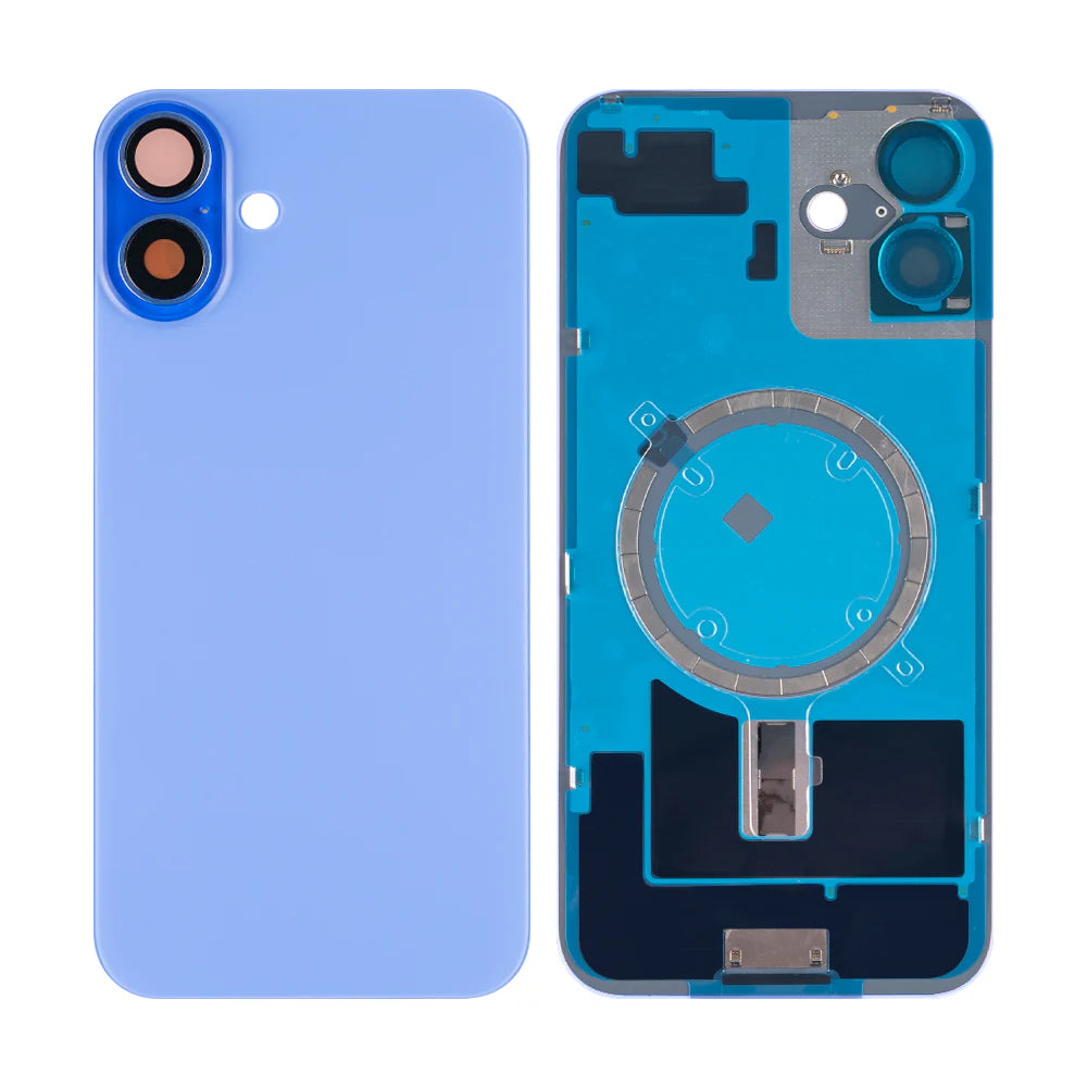Für iPhone 16 Plus Extra-Glas ohne NFC, vergrößerter Kamerarahmen,(Weiss, Rosa, Schwarz, Blau, Grün)