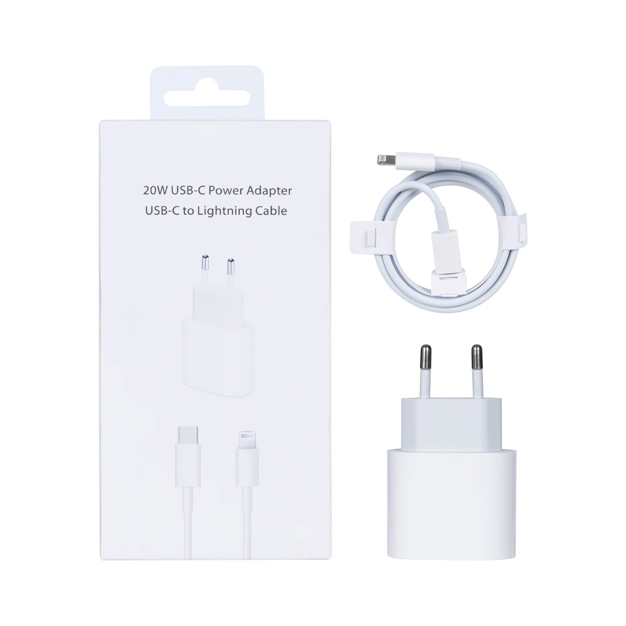 Für Apple 20W USB-C Ladegerät + Lightning Kabel 1m (Kompatibel, Einzelhandelsverpackung) – Weiss