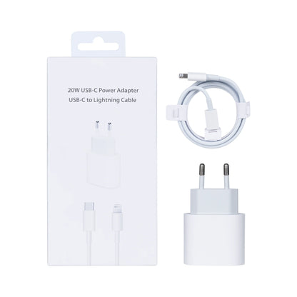 Für Apple 20W USB-C Ladegerät + Lightning Kabel 1m (Kompatibel, Einzelhandelsverpackung) – Weiss