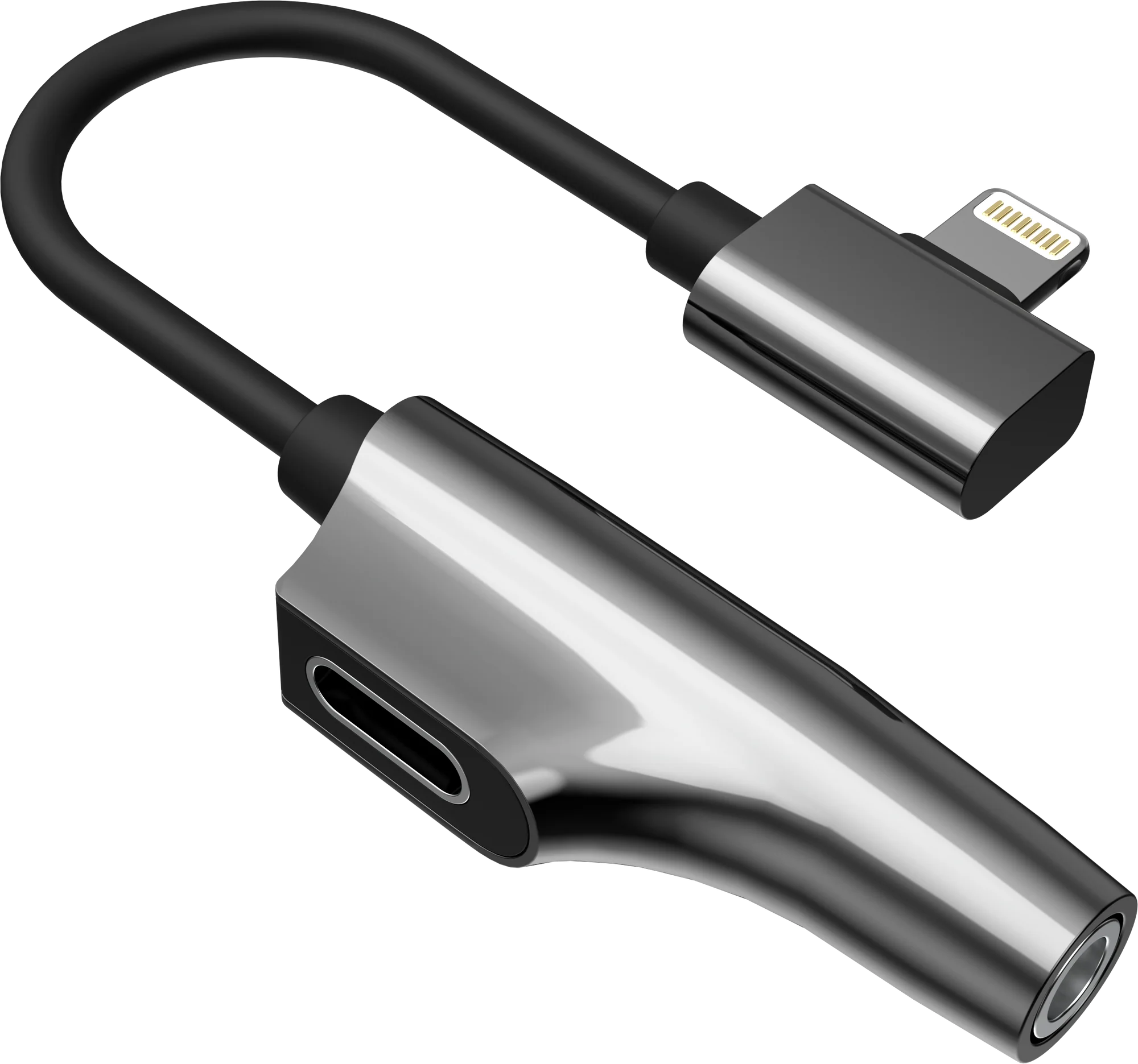 Rixus Lightning Lade- und Audiokabel Adapter – 11cm, Schwarz - Phonebazaar