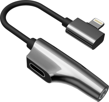 Rixus Lightning Lade- und Audiokabel Adapter – 11cm, Schwarz - Phonebazaar