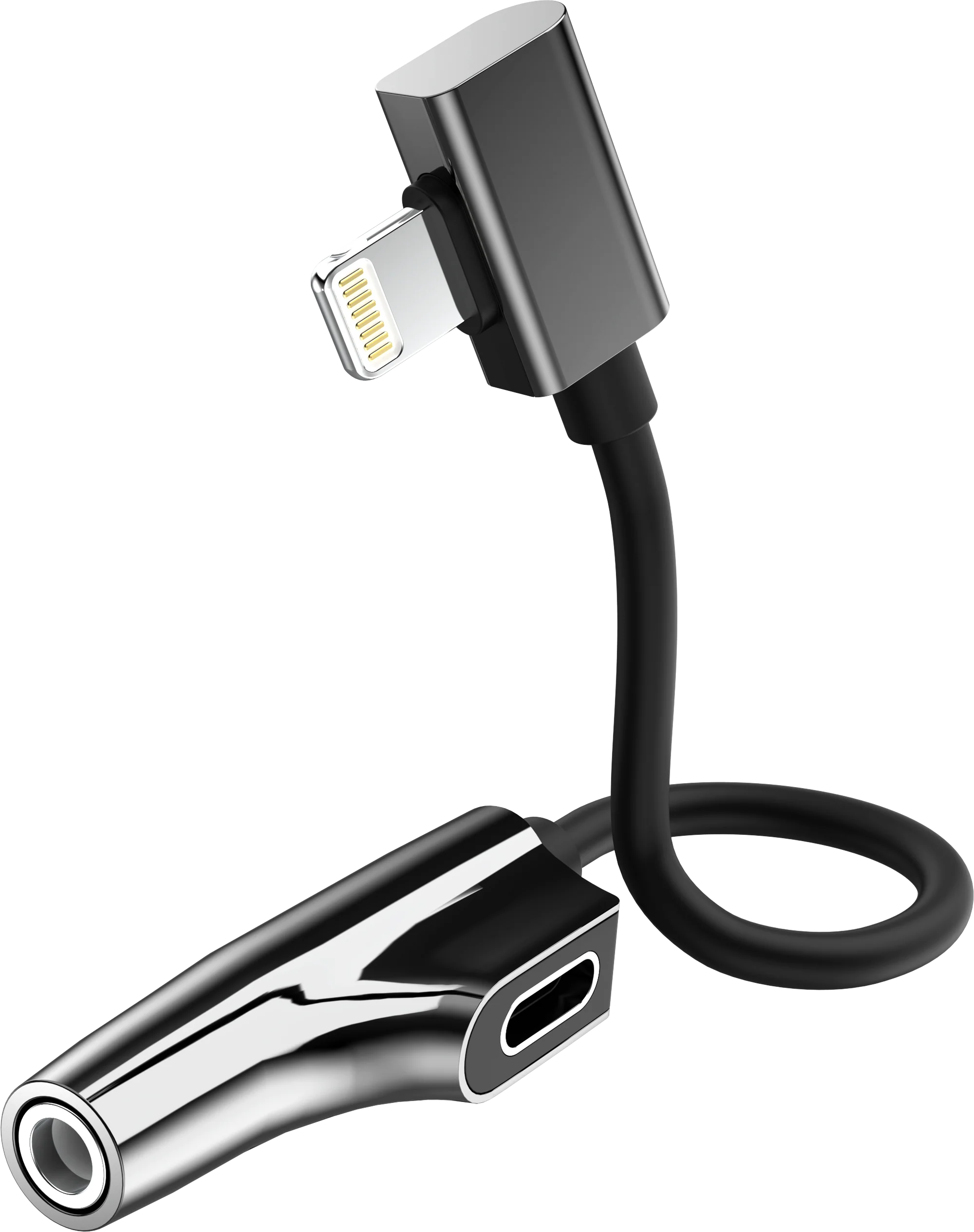 Rixus Lightning Lade- und Audiokabel Adapter – 11cm, Schwarz - Phonebazaar