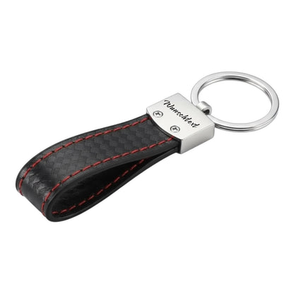 Mercedes Carbon Optik Schlüsselanhänger Leder Schwarz (Auf Wunsch mit Gravur)