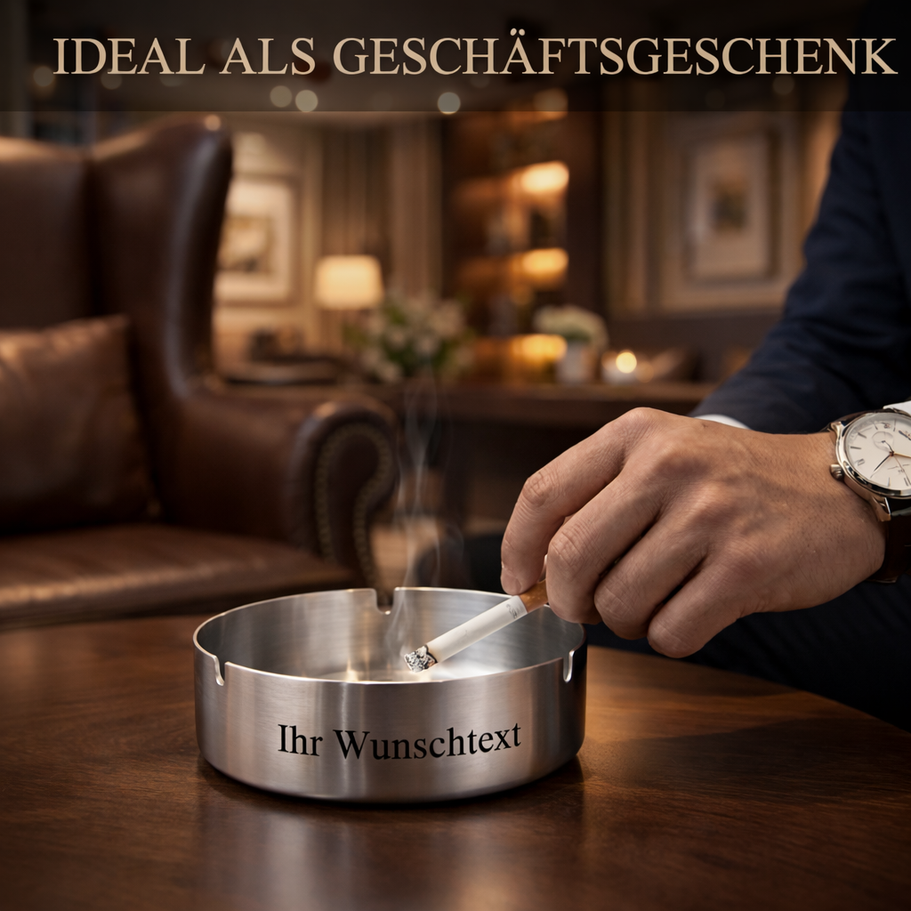 Personalisierter Edelstahl Aschenbecher mit Gravur – Minimal & Premium