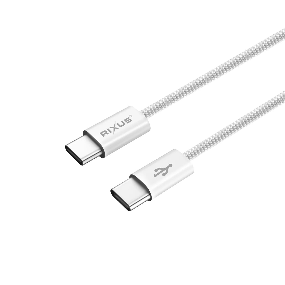 Rixus RXUC15C USB-C zu USB-C Geflochtenes Kabel 100 cm – Weiss - Phonebazaar