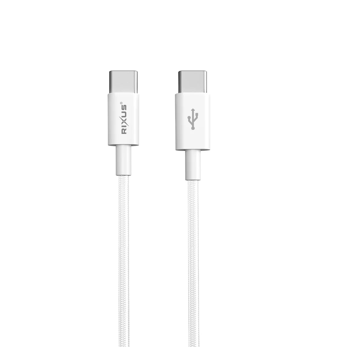 Rixus RXUC15C USB-C zu USB-C Geflochtenes Kabel 100 cm – Weiss - Phonebazaar