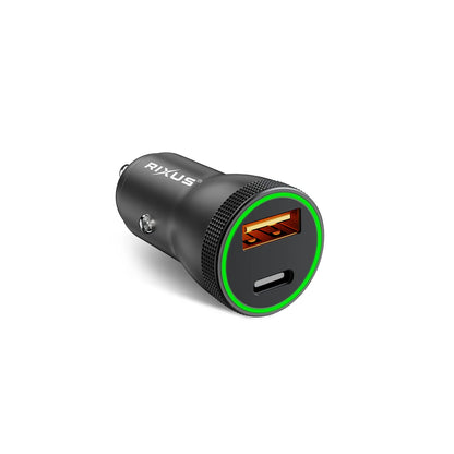 Rixus RXCC11 USB-C PD + QC 20W Auto-Ladegerät – Schwarz