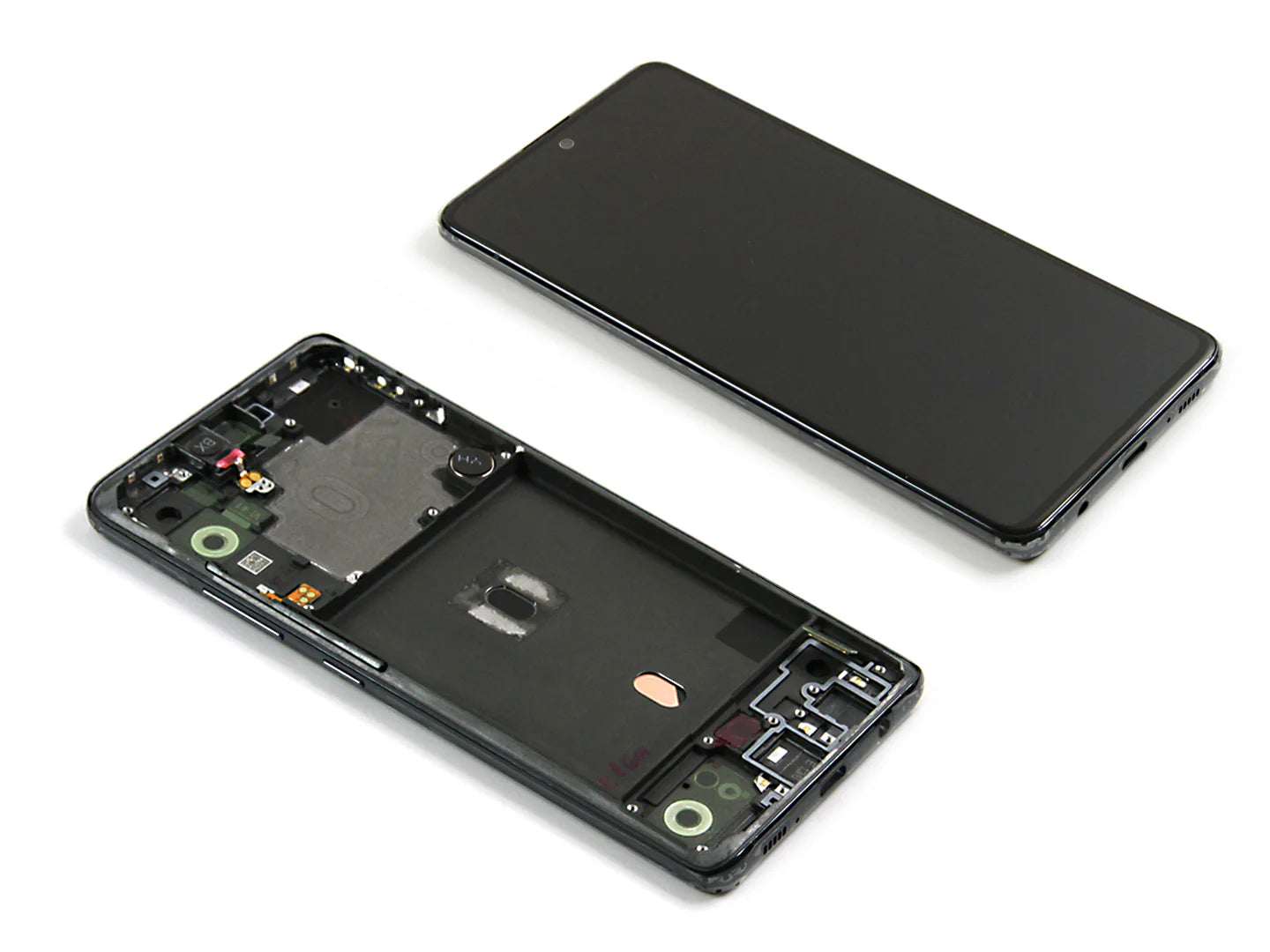 Samsung Galaxy A51 5G Display und Digitizer mit Rahmen Prism Cube Schwarz Service Pack