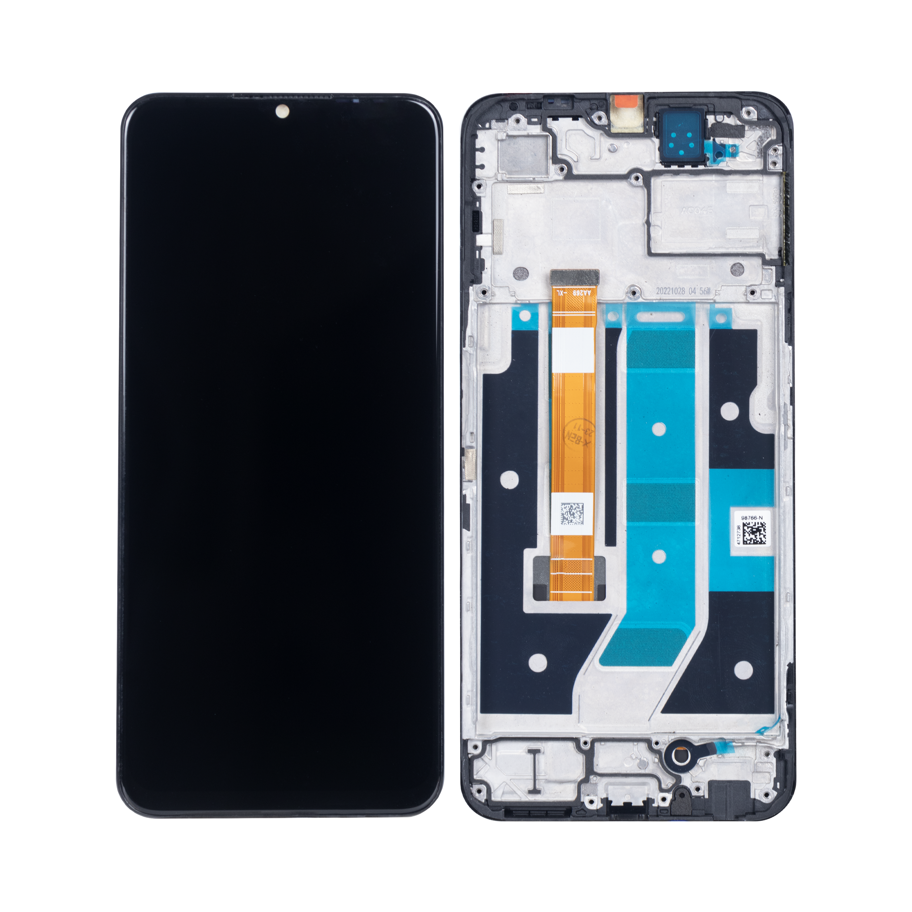 Oppo A58 5G Display und Digitizer mit Rahmen, Schwarz, OEM