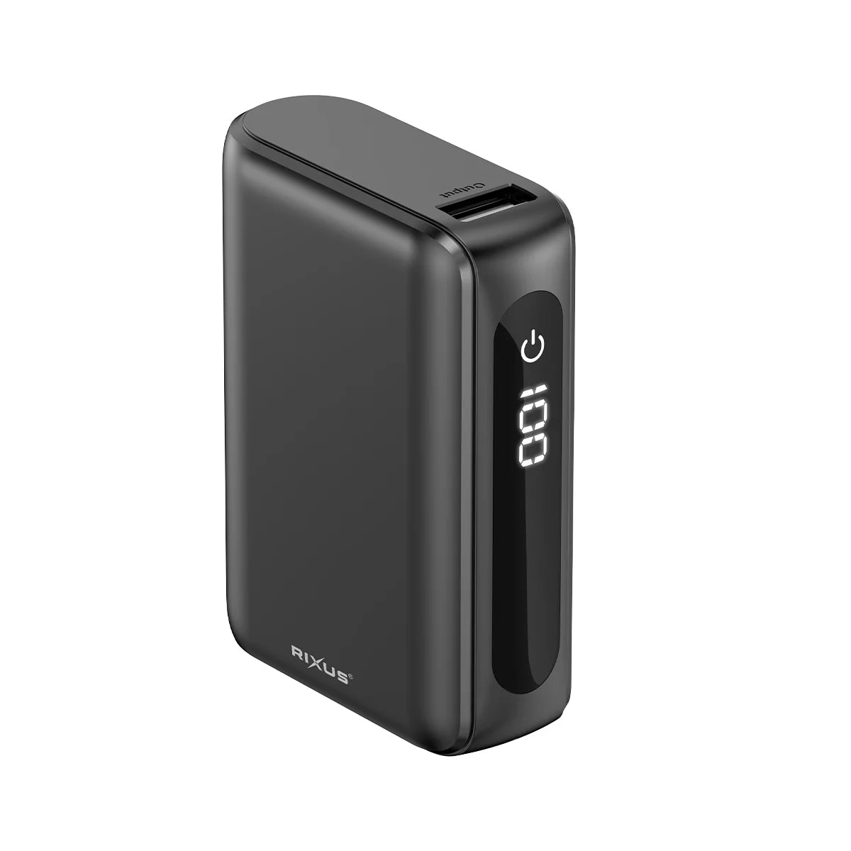 Rixus | Kompakte Powerbank 10.000mAh mit Digitaldisplay – Schwarz