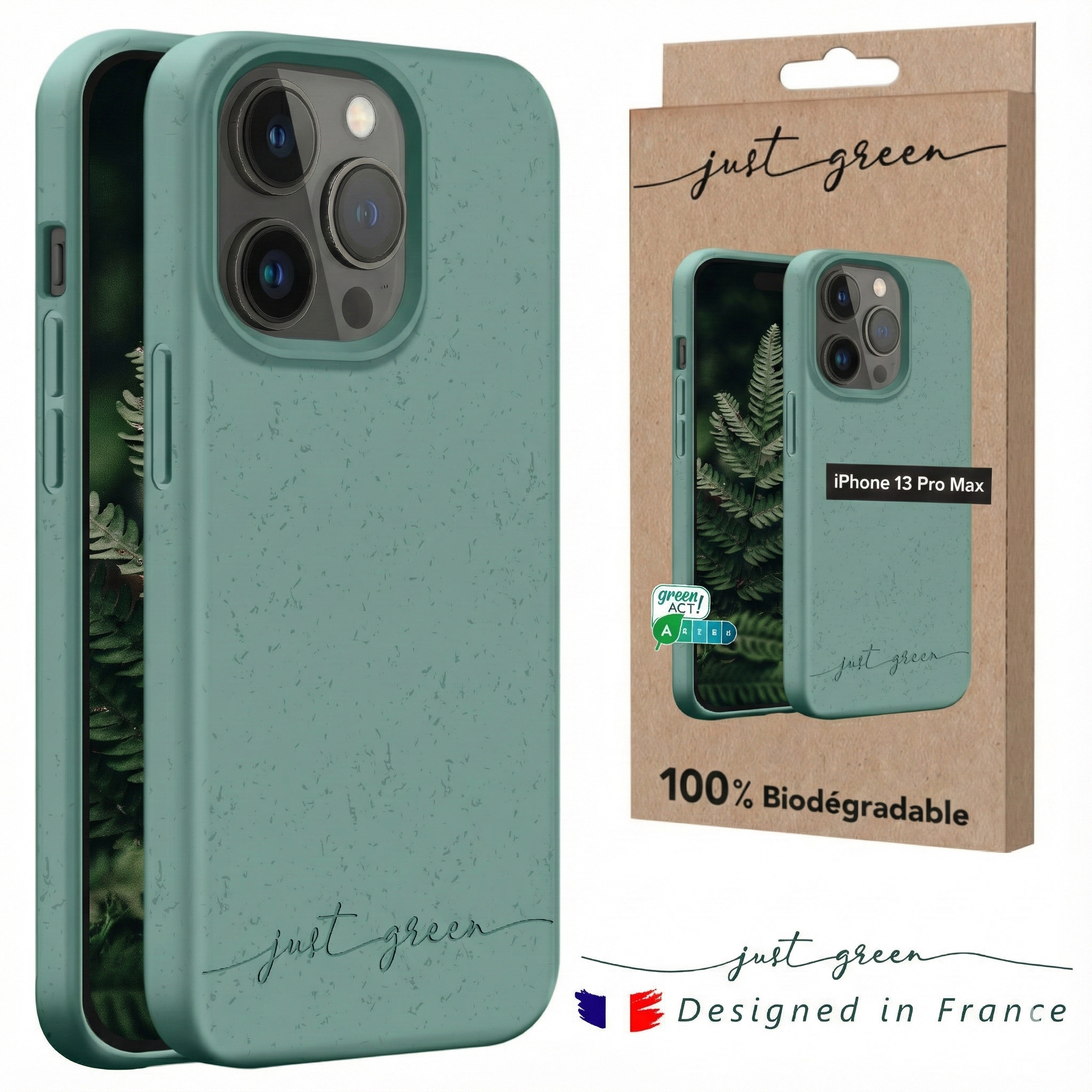 Apple iPhone 13 Pro Max 100% biologisch Handyhülle von Just Green – Khakigrün