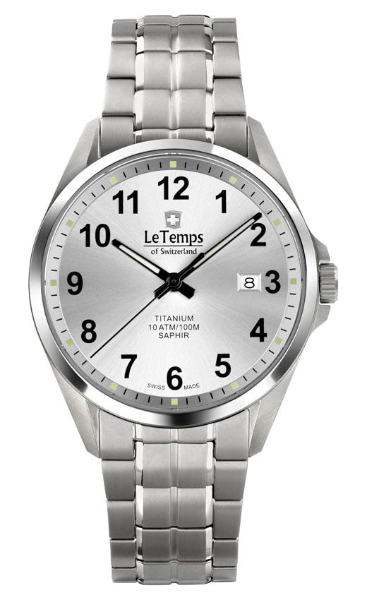 LeTemps TITANIUM GENT SAPHIR QUARZ WATCH 100M