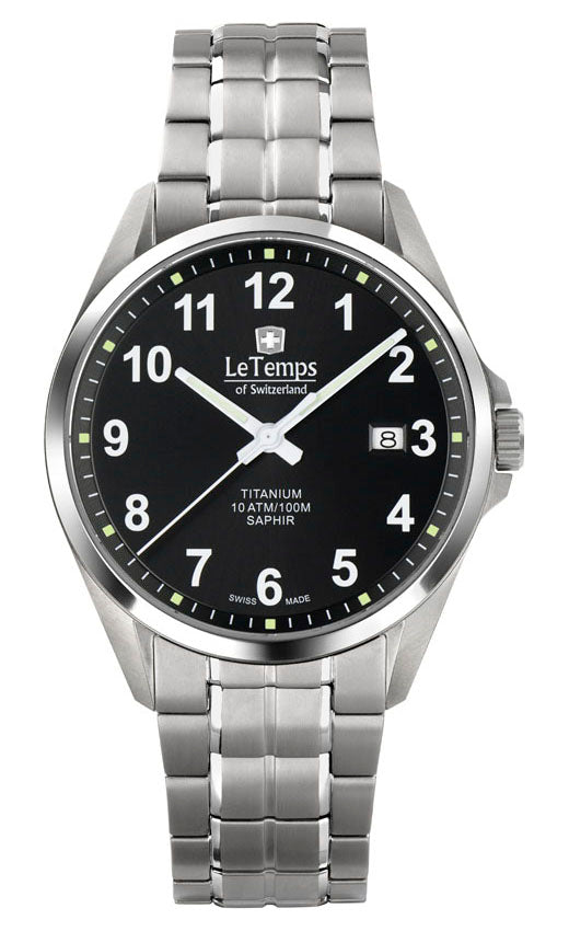LeTemps TITANIUM GENT SAPHIR QUARZ WATCH 100M