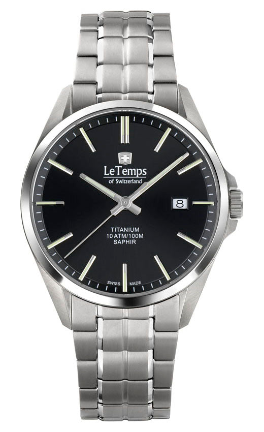 LeTemps TITANIUM GENT SAPHIR QUARZ WATCH 100M