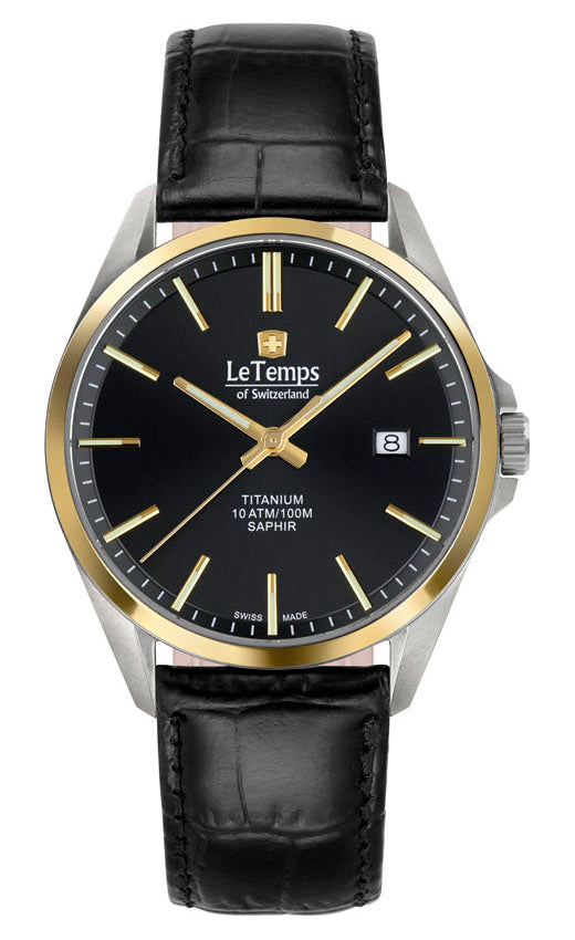 LeTemps TITANIUM GENT SAPHIR QUARZ WATCH 100M