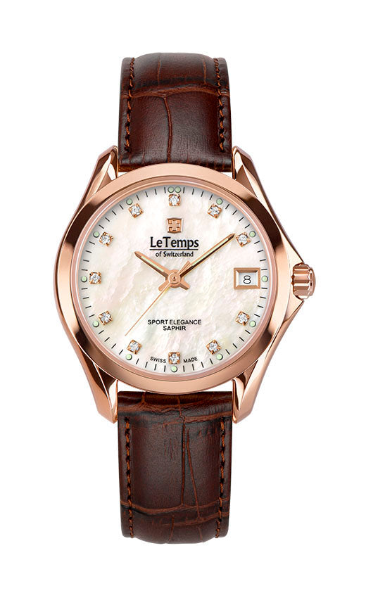 LeTemps SPORT ELEGANCE LADY 33 SAPHIR QUARZ WATCH 100M