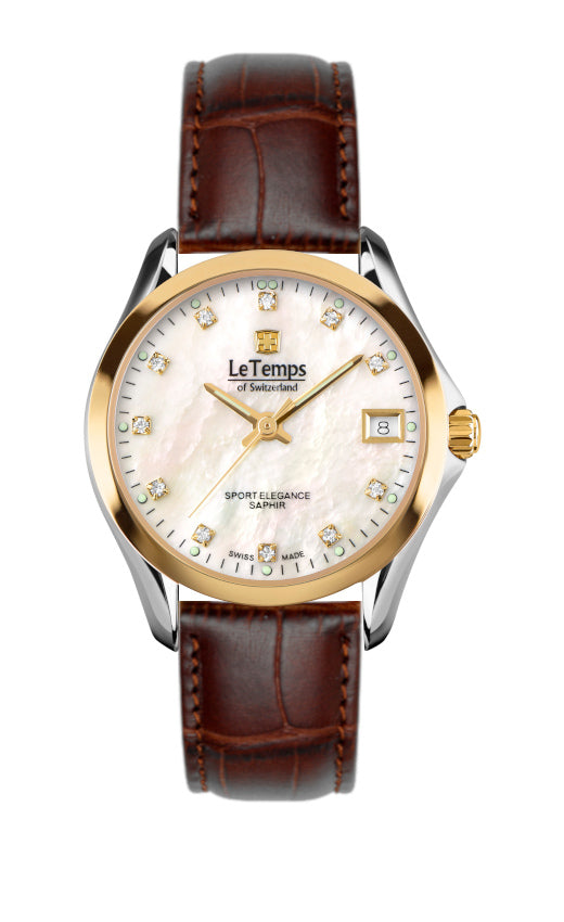 LeTemps SPORT ELEGANCE LADY 33 SAPHIR QUARZ WATCH 100M