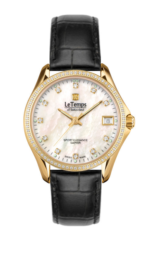 LeTemps SPORT ELEGANCE LADY 33 SAPHIR QUARZ WATCH 100M