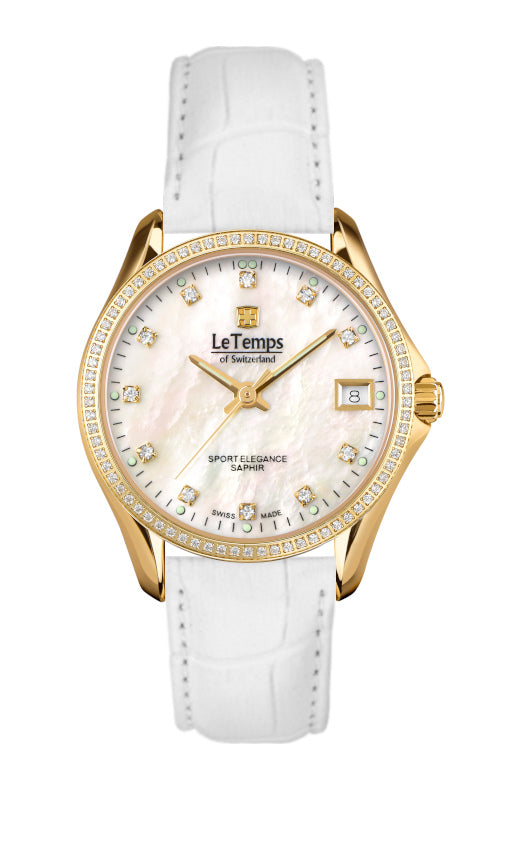 LeTemps SPORT ELEGANCE LADY 33 SAPHIR QUARZ WATCH 100M