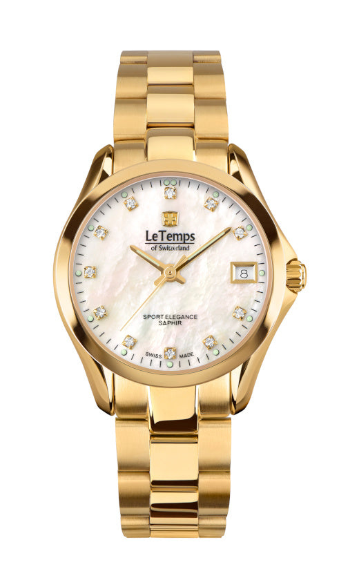LeTemps SPORT ELEGANCE LADY 33 SAPHIR QUARZ WATCH 100M
