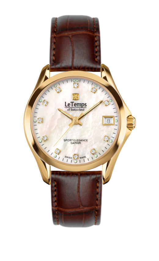 LeTemps SPORT ELEGANCE LADY 33 SAPHIR QUARZ WATCH 100M