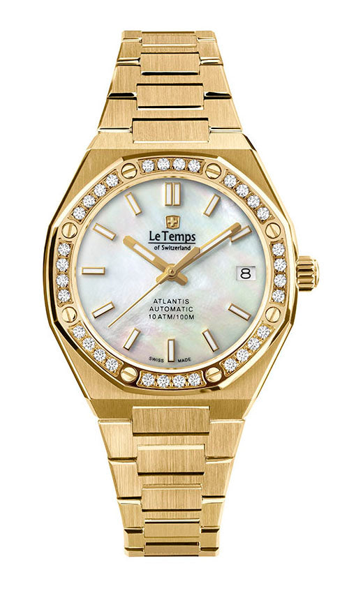 LeTemps ATLANTIS LADY AUTOMATIC SAPHIR QUARZ WATCH 100M