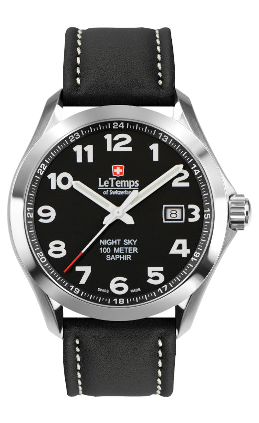 LeTemps SPORT ELEGANCE GENT 43 SAPHIR QUARZ WATCH 100M