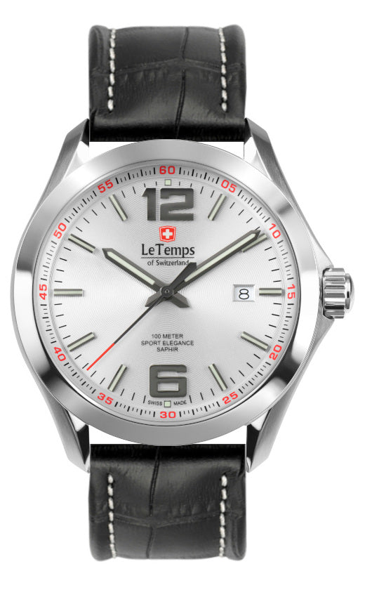 LeTemps SPORT ELEGANCE GENT 43 SAPHIR QUARZ WATCH 100M