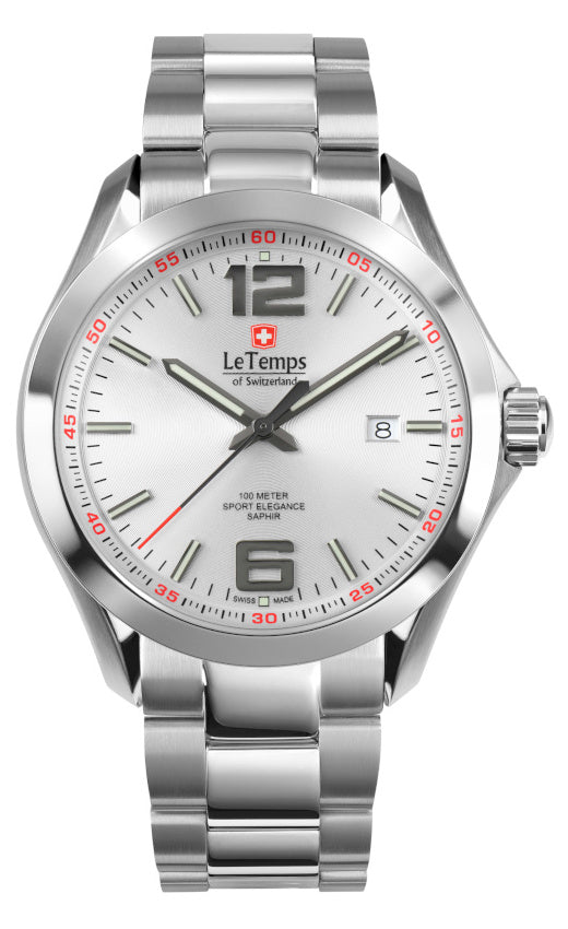 LeTemps SPORT ELEGANCE GENT 43 SAPHIR QUARZ WATCH 100M