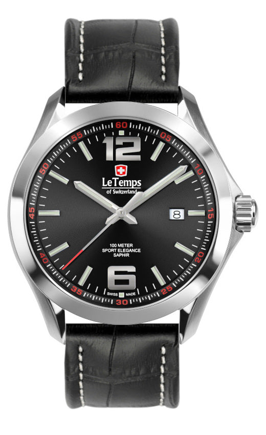 LeTemps SPORT ELEGANCE GENT 43 SAPHIR QUARZ WATCH 100M