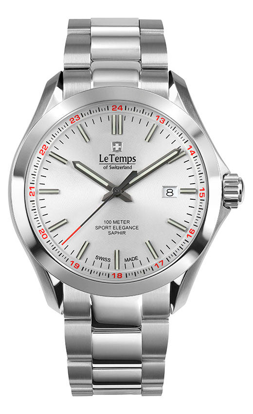 LeTemps SPORT ELEGANCE GENT 43 SAPHIR QUARZ WATCH 100M