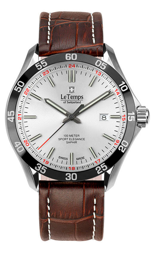 LeTemps SPORT ELEGANCE GENT 43 SAPHIR QUARZ WATCH 100M