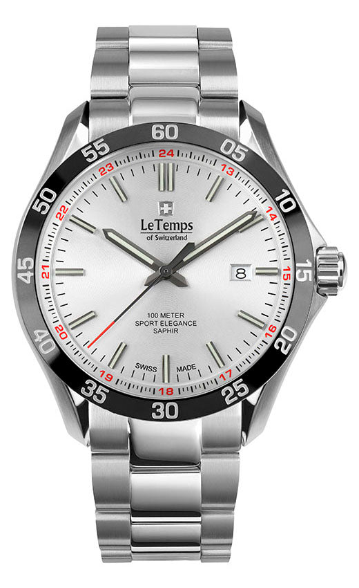 LeTemps SPORT ELEGANCE GENT 43 SAPHIR QUARZ WATCH 100M