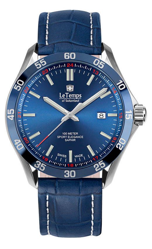LeTemps SPORT ELEGANCE GENT 43 SAPHIR QUARZ WATCH 100M
