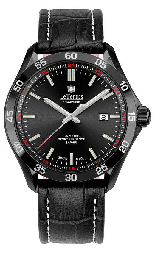LeTemps SPORT ELEGANCE GENT 43 SAPHIR QUARZ WATCH 100M