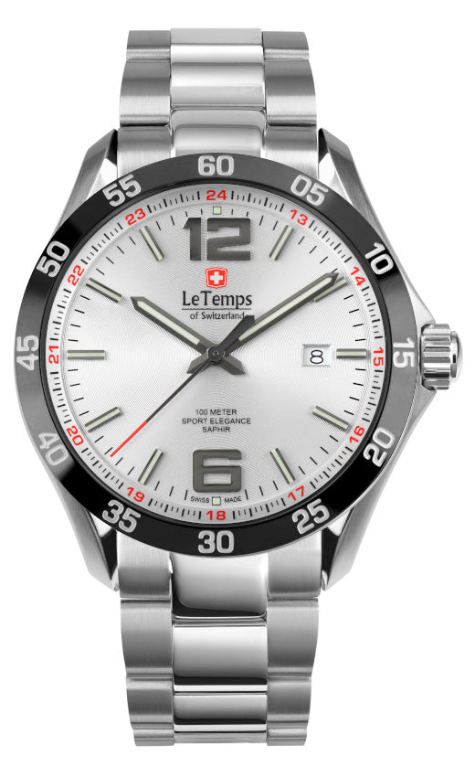 LeTemps SPORT ELEGANCE GENT 43 SAPHIR QUARZ WATCH 100M