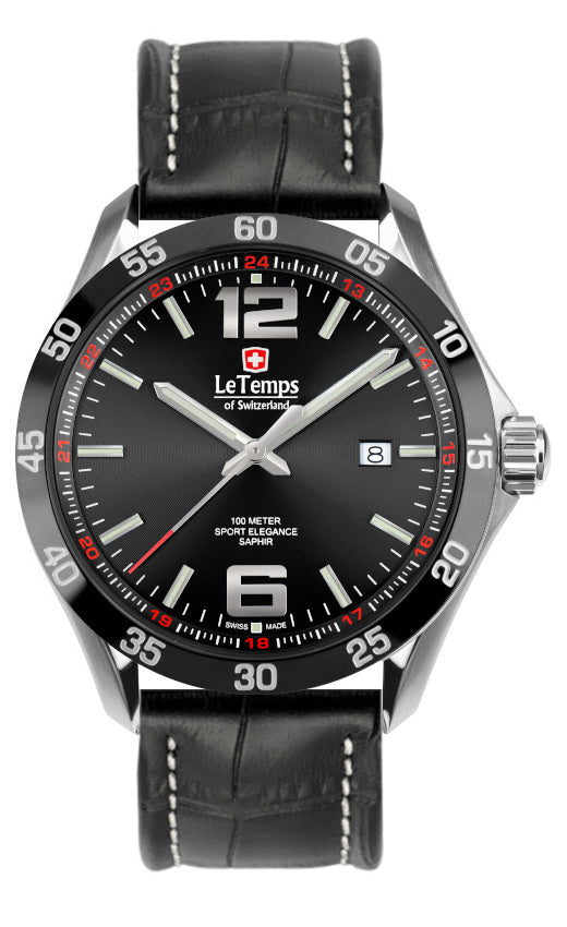 LeTemps SPORT ELEGANCE GENT 43 SAPHIR QUARZ WATCH 100M