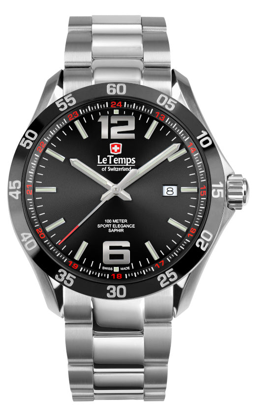 LeTemps SPORT ELEGANCE GENT 43 SAPHIR QUARZ WATCH 100M