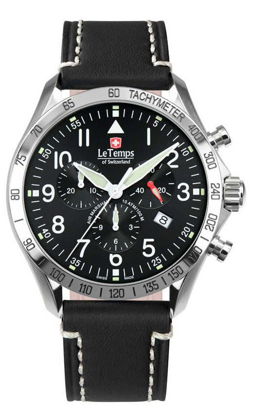 LeTemps AIR MARSHAL 43 Q. CHRONO SAPHIR WATCH 100M