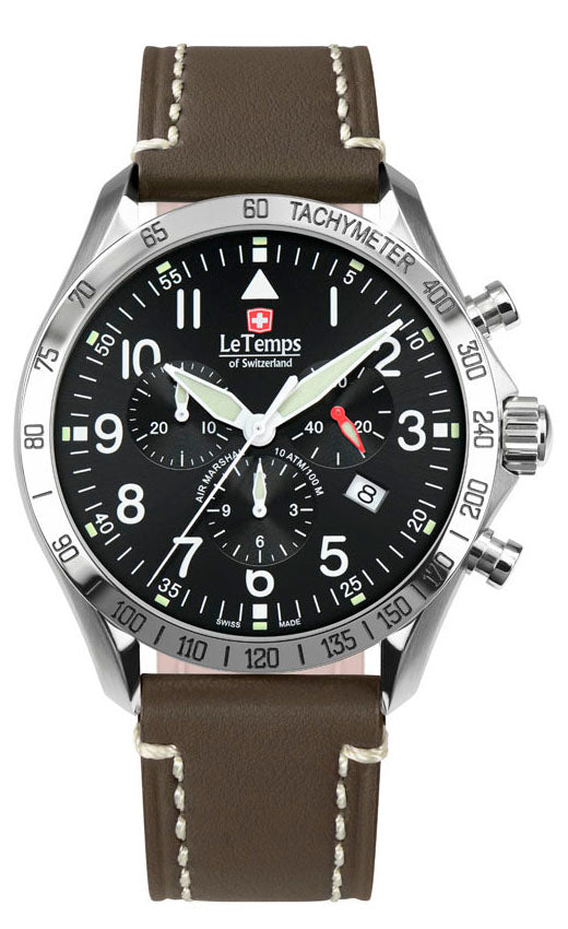 LeTemps AIR MARSHAL 43 Q. CHRONO SAPHIR WATCH 100M