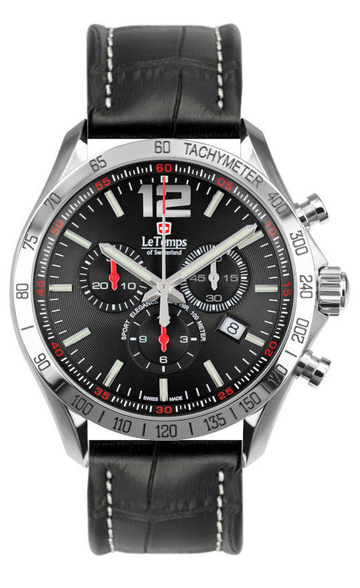 LeTemps SPORT ELEG. GENT 43 Q. CHRONO SAPHIR WATCH 100M