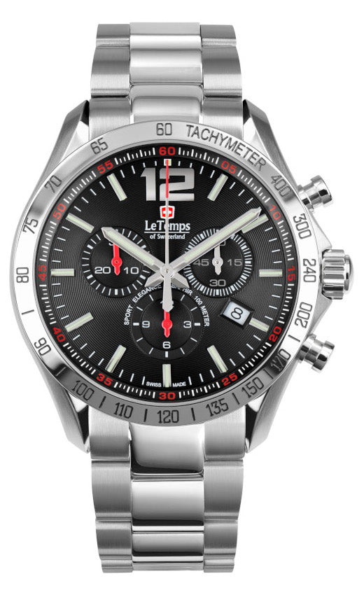 LeTemps SPORT ELEG. GENT 43 Q. CHRONO SAPHIR WATCH 100M