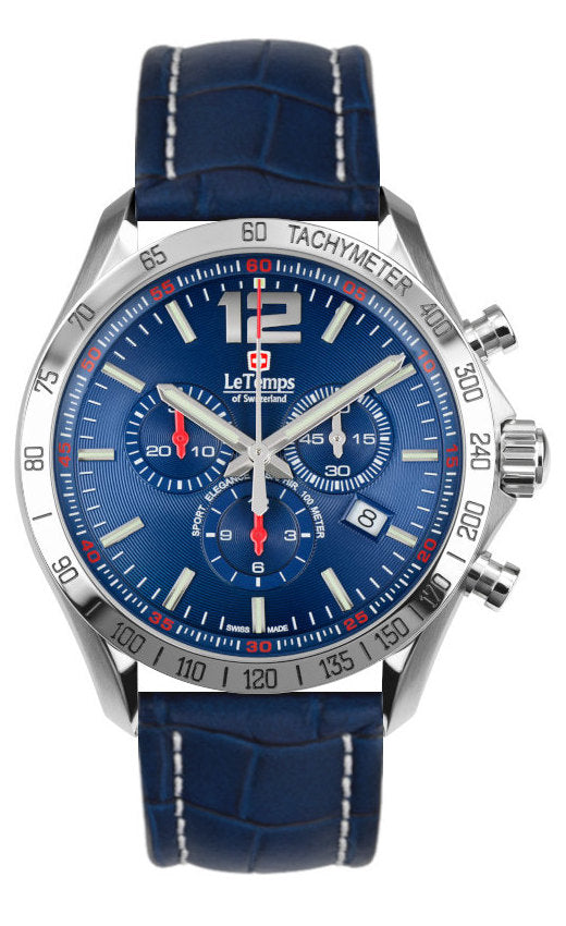 LeTemps SPORT ELEG. GENT 43 Q. CHRONO SAPHIR WATCH 100M