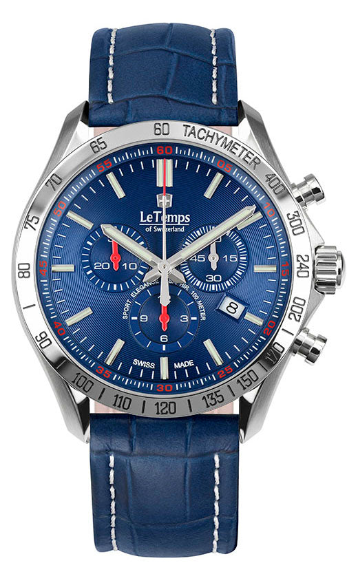 LeTemps SPORT ELEG. GENT 43 Q. CHRONO SAPHIR WATCH 100M