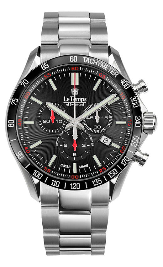 LeTemps SPORT ELEG. GENT 43 Q. CHRONO SAPHIR WATCH 100M