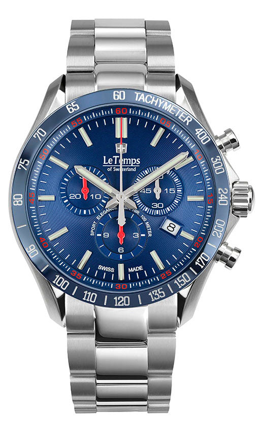LeTemps SPORT ELEG. GENT 43 Q. CHRONO SAPHIR WATCH 100M