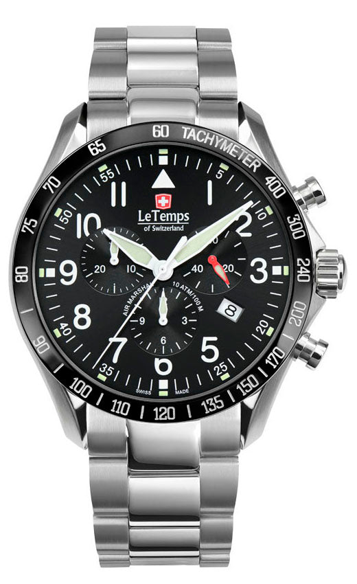 LeTemps AIR MARSHAL 43 Q. CHRONO SAPHIR WATCH 100M